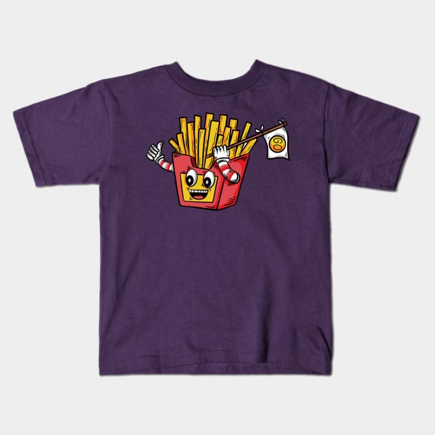 French fries happy expression Kids T-Shirt by Mako Design 